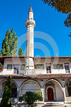 BAKHCHYSARAY, CRIMEA - SEPTEMBER 2014: The Khan`s Palace or Hansaray is Bakhchysarai