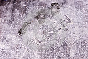 Baking Backen in German letters written in flour