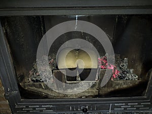 Baking bread in the fireplace