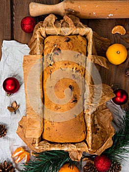 Baking cake with rolling pin on rural rustic wooden background flat lay. Dough recipe ingredients eggs wholegrain flour