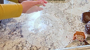 Baking Christmas Gingerbread Cookies in Modern White Kitchen