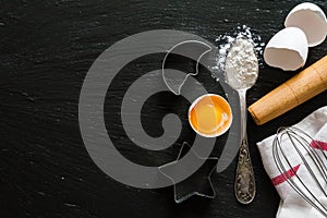 Baking concert on daek stone background