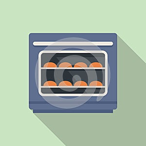 Baking convection oven icon flat vector. Cooking electric stove