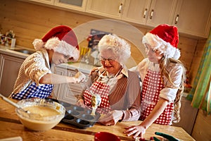 Baking cookies with grandmother on Christmas