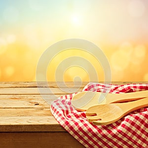 Baking and cooking utensil on wooden table