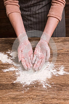 Baking craftsmanship woman hands flour business