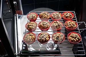 Baking cupcakes. Cooking process of muffins