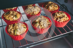 Baking cupcakes. Cooking process of muffins