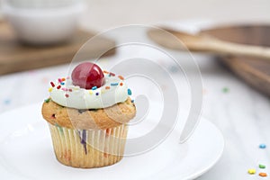 Baking cupcakes in the kitchen