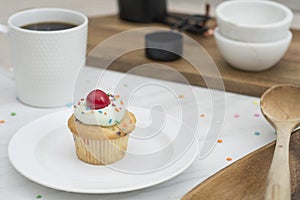 Baking cupcakes in the kitchen