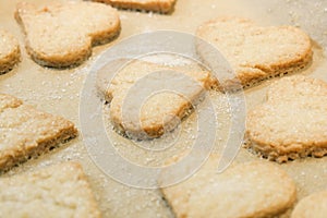 Baking heart shaped biscuits