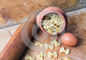 Baking ingedients. pasta on table