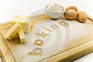 Baking Ingredients on a Board