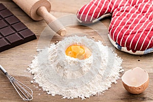 Baking ingredients with flour and egg yolk