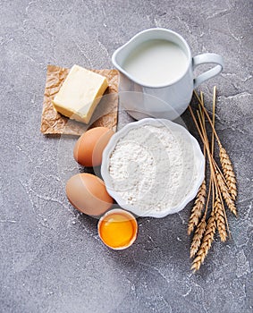 Baking ingredients - flour and eggs