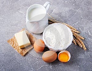 Baking ingredients - flour and eggs