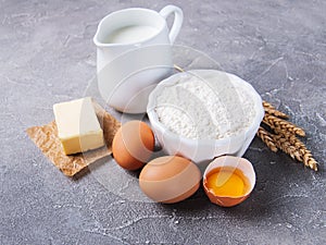 Baking ingredients - flour and eggs