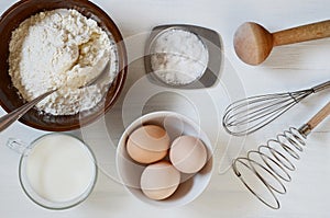 Baking ingredients on a table