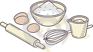 Baking Ingredients & Tools Preparation, vector design Generative AI