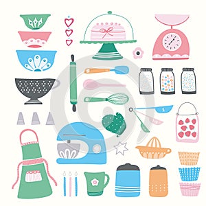 Baking kitchen icon illustration set.