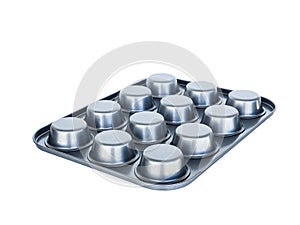 Baking muffins tray 12th hole. non-stick coating. isolated on wh