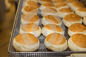 baking pastries and bread in an oven at a bakery