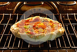 Baking pizza