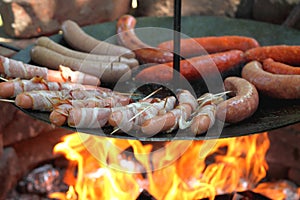 Baking sausages photo