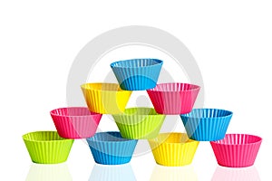 Baking silicone cups for cupcakes or muffins photo