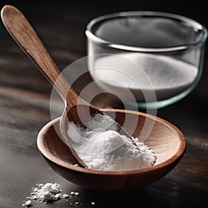 Baking soda isolated on gray background