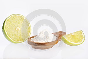Baking soda sodium bicarbonate and lemon - Citrus Ã— latifolia