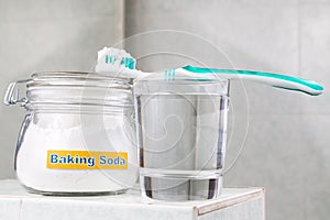 Baking soda used to brighten teeth and remove plague from gums.