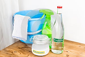 Baking soda with vinegar, natural mix for effective house cleani