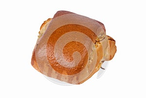 Baking sweet cinnamon roll on a white background