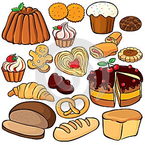 Baking and sweets icon set