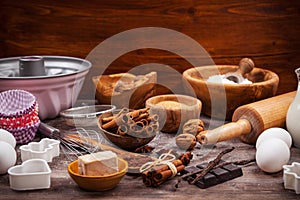 Baking utensils and ingredients