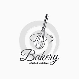 Baking with wire whisk logo. Bakery concept