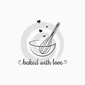 Baking with wire whisk logo on white background