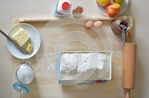 Baking yeast cake with cocoa filling 2 - weighing flour