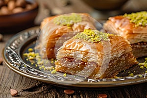 Baklava arabian dessert. Generate Ai