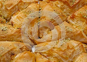Baklava made with filo dough, honey and nuts