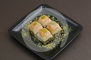 Baklava with pistachio on the table