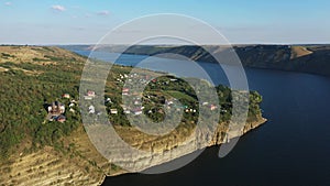 Bakota Dnister river Ukraine Podil aerial view
