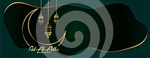 Bakra eid al adha festival golden banner design photo