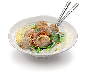 Bakso, indonesian meatball soup with noodles