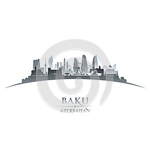 Baku Azerbaijan city skyline silhouette white background photo
