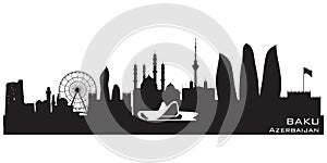 Baku Azerbaijan city skyline vector silhouette