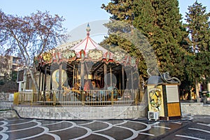 Baku - Azerbaijan: January 2, 2021. Amusement park quarantined and closed due to corona virus situation covid-19. An