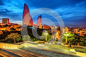 Baku city, Azerbaijan, in the evening light