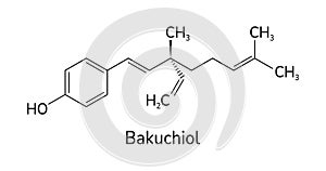 Bakuchiol skeletal formula vector illustration. Meroterpene chemical structure. A natural alternative to retinol
